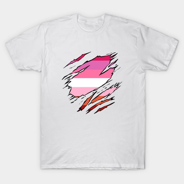 LGBTQI+ Superhero Lesbian flag T-Shirt by la'lunadraw